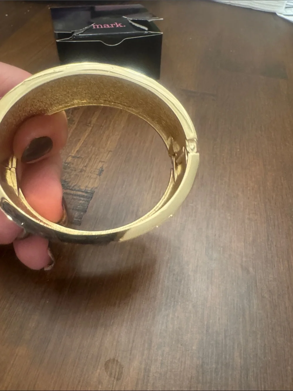 Brand New Mark. Gold-Tone Cream Studded Bangle Bracelet